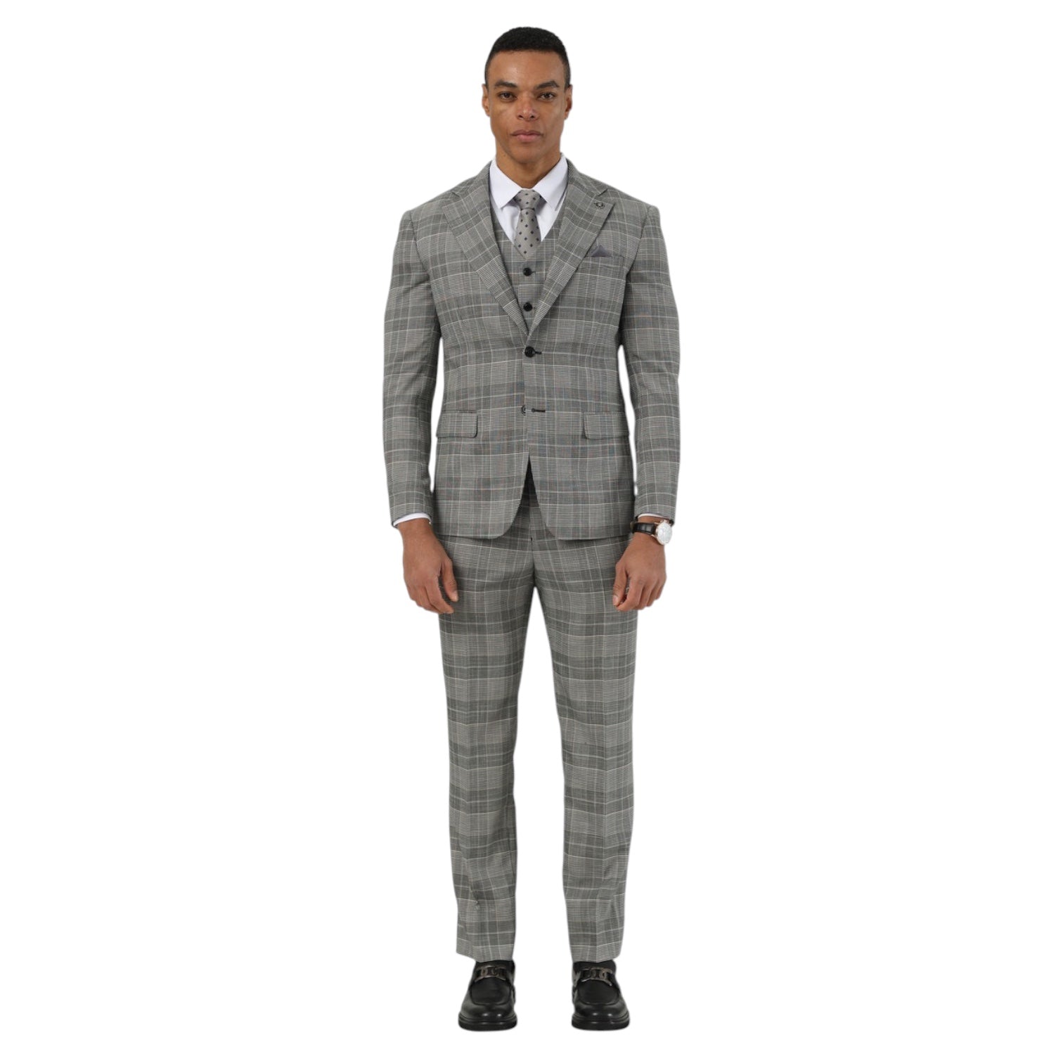 STACY ADAMS: Plaid 3pc. Suit SM204H1